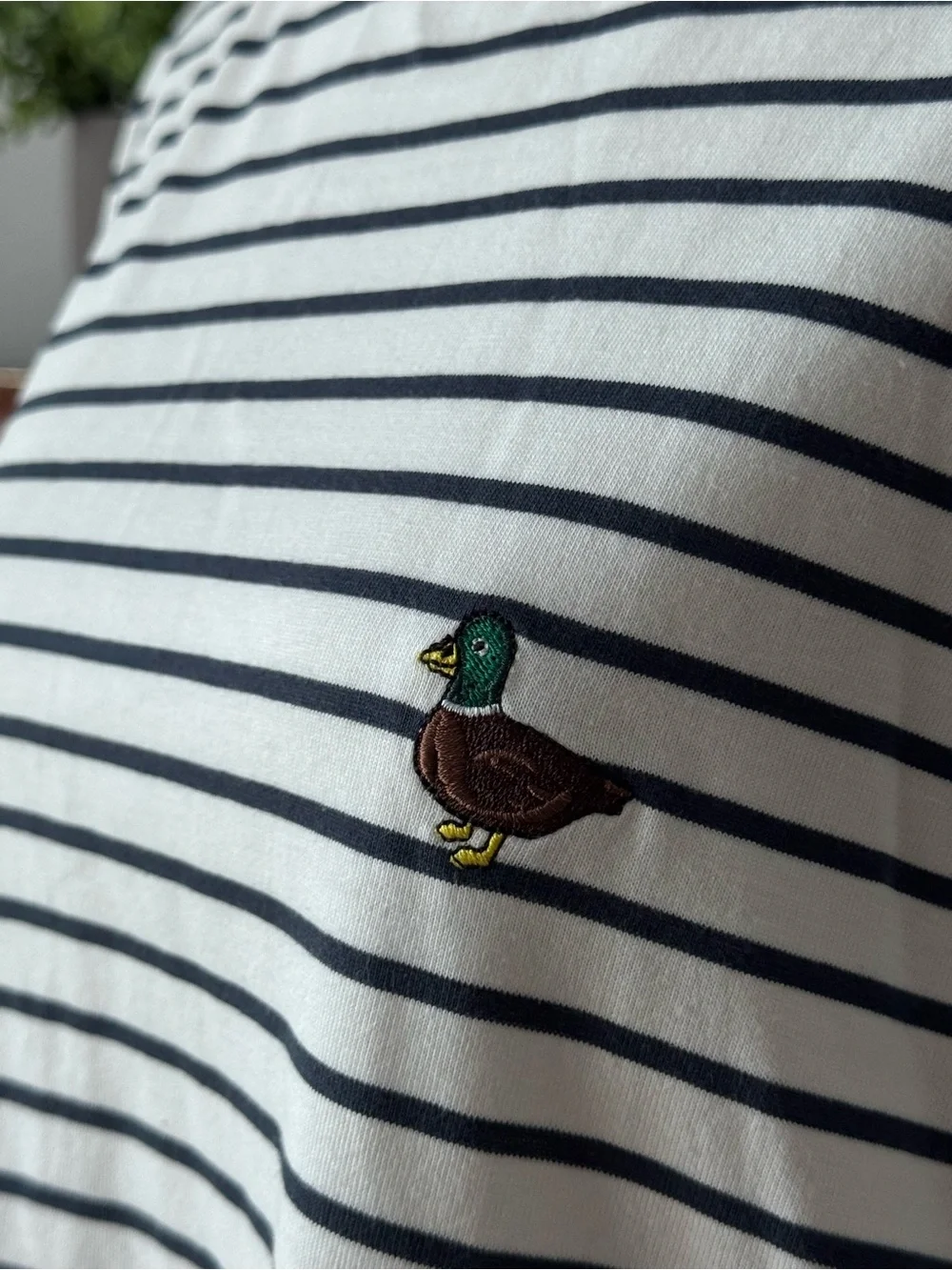 Cactus Man by Ricky Singh striped long sleeve tee L mallard duck coastal Preppy